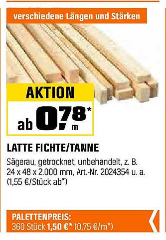 Latte Fichte/Tanne – Aktion ab 0,78 m