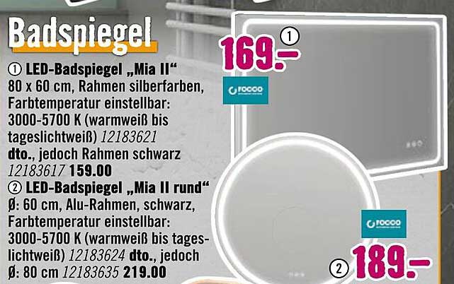 LED-Badspiegel „Mia II“ 80 x 60 cm