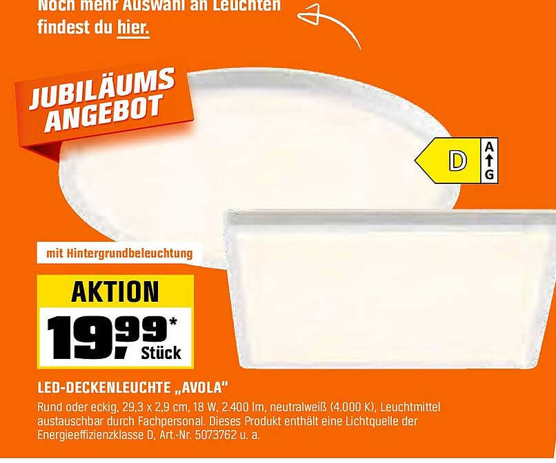 LED-Deckenleuchte „Avola“ mit Hintergrundbeleuchtung