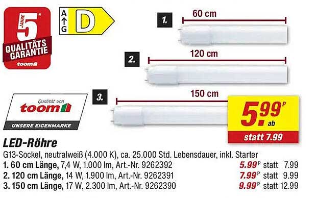 LED-Röhre G13-Sockel, neutralweiß (4.000 K)