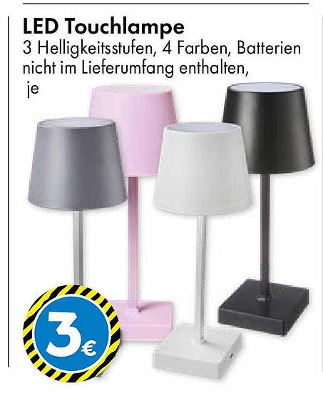 LED Touchlampe - 3 Helligkeitsstufen, 4 Farben, Batterien nicht im Lieferumfang enthalten