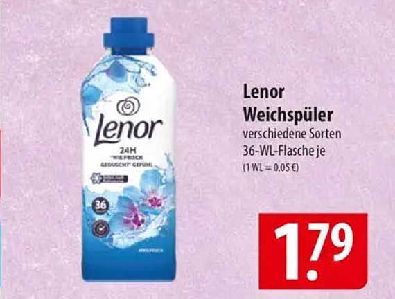 Lenor Weichspüler verschiedene Sorten 36-WL-Flasche je