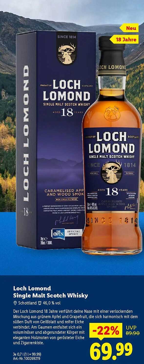 Loch Lomond Single Malt Scotch Whisky 18 Jahre