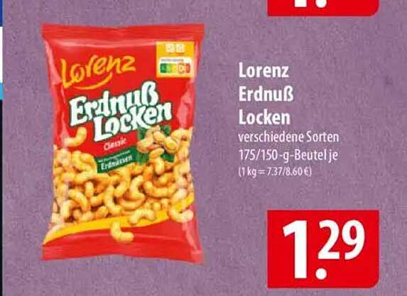 Lorenz Erdnuss Locken - verschiedene Sorten 175/150-g-Beutel