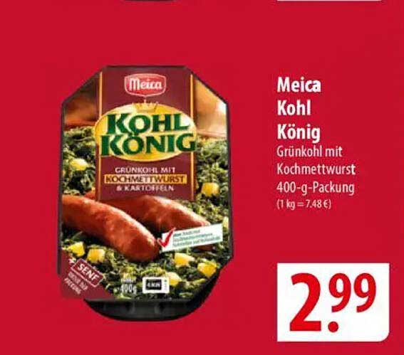 Meica Kohl König - Grünkohl mit Kochmettwurst 400-g-Packung