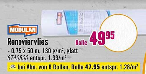MODULAN Renoviervlies - 0,75 x 50 m, 130 g/m², glatt