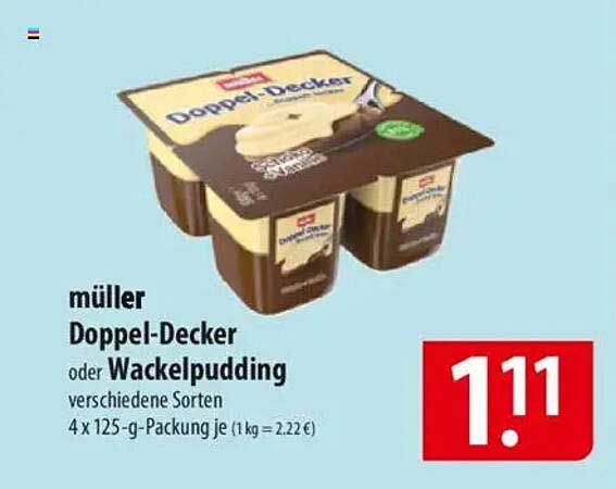 Müller Doppel-Decker oder Wackelpudding 4 x 125-g-Packung