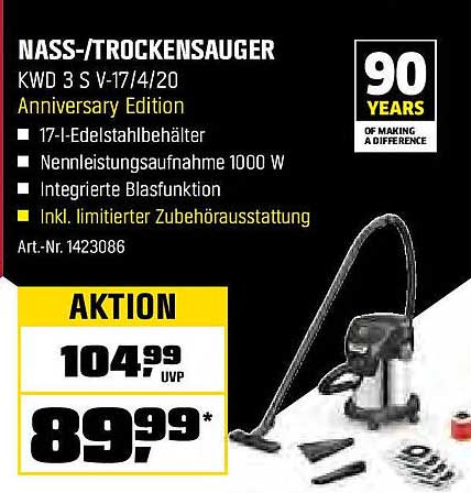 NASS-/TROCKENSAUGER KWD 3 S V-17/4/20 Anniversary Edition