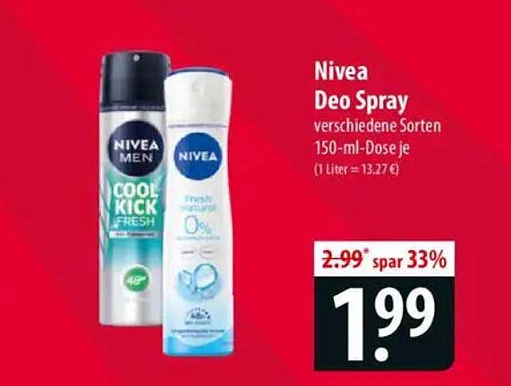Nivea Deo Spray verschiedene Sorten 150-ml-Dose je