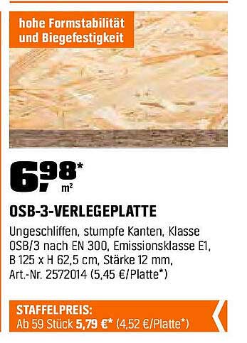 OSB-3-Verlegeplatte 12 mm - Hochwertige Bauplatte für vielseitige Anwendungen
