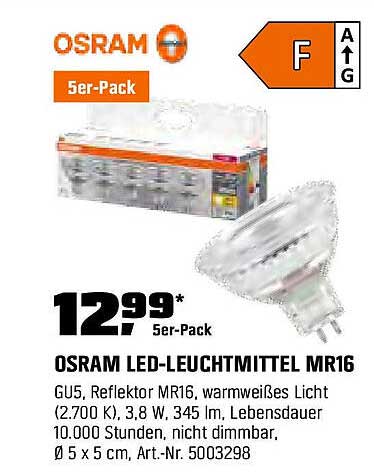 OSRAM LED-Leuchtmittel MR16 5er-Pack