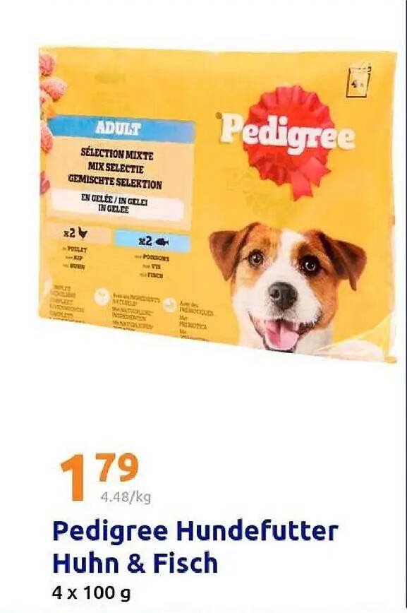 Pedigree Hundefutter Huhn & Fisch 4 x 100 g