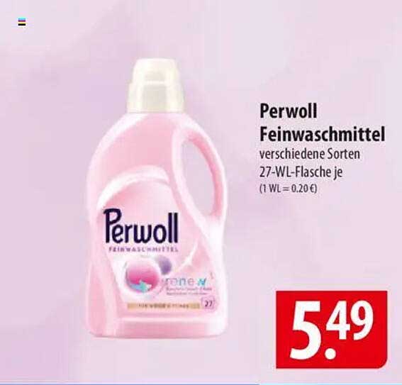 Perwoll Feinwaschmittel verschiedene Sorten 27-WL-Flasche je
