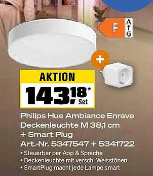 Philips Hue Ambiance Enrave Deckenleuchte M 38,1 cm + Smart Plug
