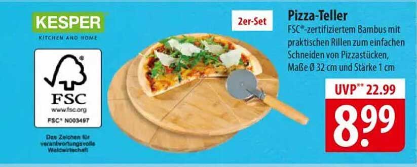 Pizza-Teller 2er-Set aus FSC-zertifiziertem Bambus