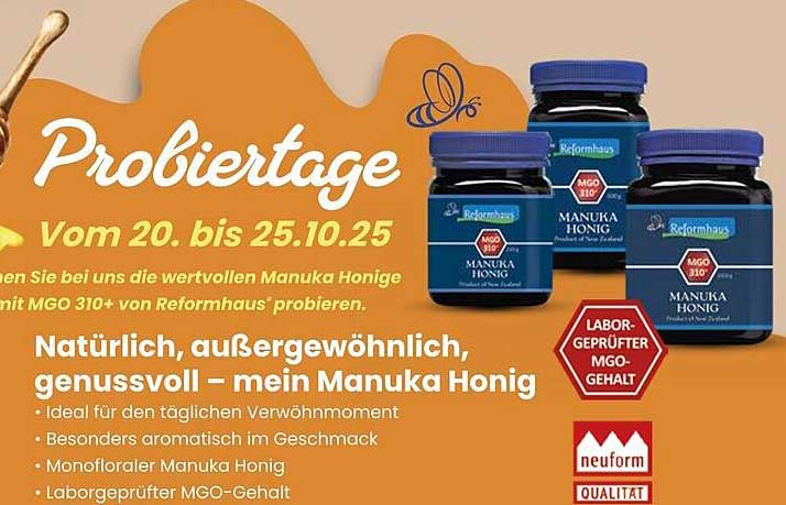 Probiertage: Wertvoller Manuka Honig MGO 310+ von Reformhaus