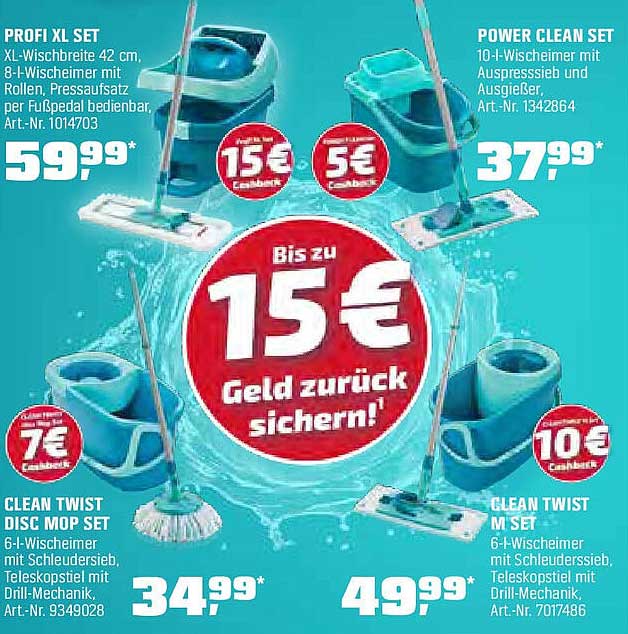 PROFI XL SET - XL-Wischbreite 42 cm, 8-l-Wischimer mit Rollen