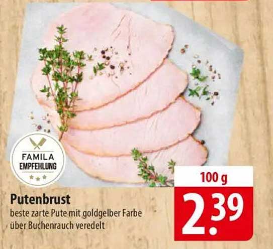 Putensbrust - beste zarte Pute mit goldgelber Farbe über Buchenrauch veredelt