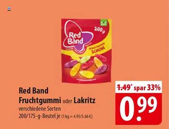 Red Band Fruchtgummi oder Lakritz verschiedene Sorten 200/175-g-Beutel