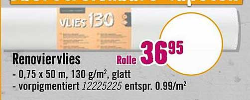 Renoviervlies 0,75 x 50 m, 130 g/m², glatt