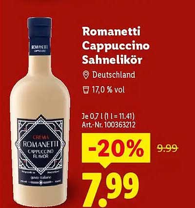 Romanetti Cappuccino Sahnelikör