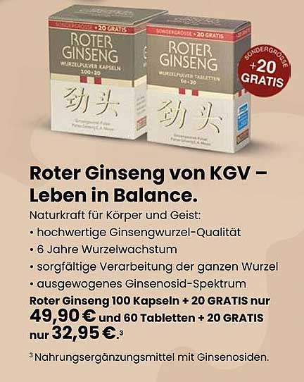 Roter Ginseng von KGV – Leben in Balance.