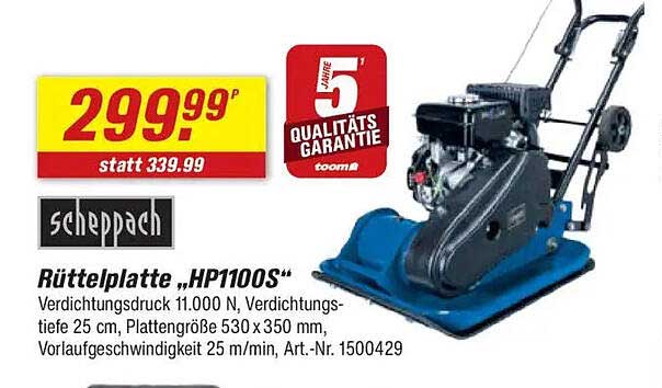 Rüttelplatte „HP1100S“ von Scheppach