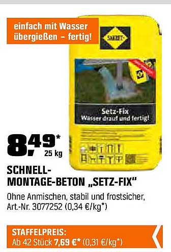 Schnell-Montage-Beton "Setz-Fix" 25 kg