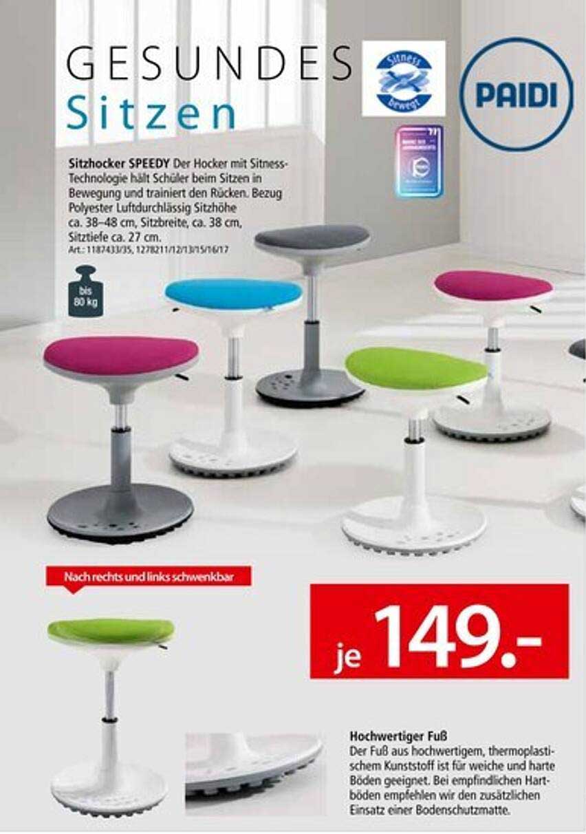 Sitzhocker SPEEDY von PAIDI – Gesundes Sitzen erleben