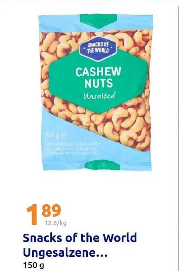 Snacks of the World Ungesalzene Cashew Nüsse 150 g