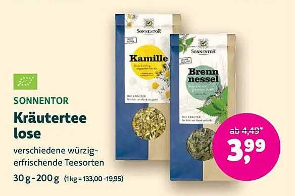 sonnentor Kräutertee lose - verschiedene würzig-erfrischende Teesorten