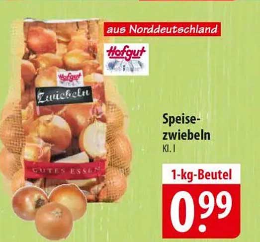 Speisezwiebeln Kl. I – 1-kg-Beutel für nur 0,99 €