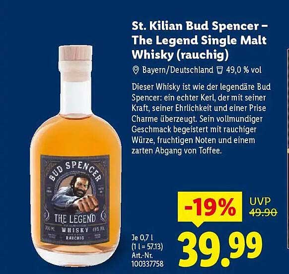 St. Kilian Bud Spencer – The Legend Single Malt Whisky (rauchig)