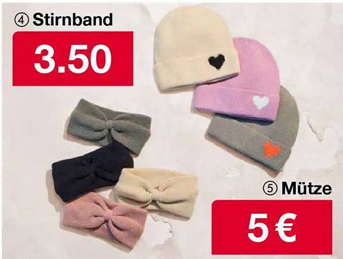 Stirnband für nur 3,50 € und Mützen für 5 €
