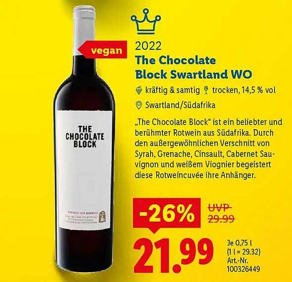 The Chocolate Block Swartland WO 2022 - 0,75 l