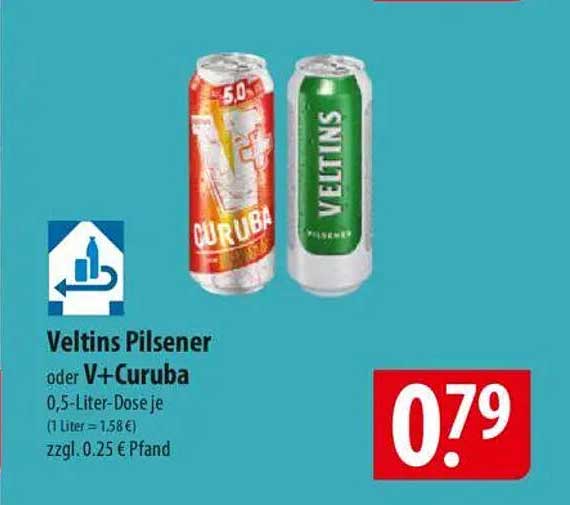 Veltins Pilsener oder V+Curuba 0,5-Liter-Dose je