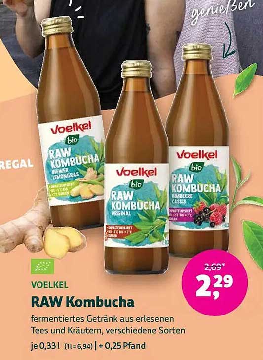 Voelkel RAW Kombucha – fermentiertes Getränk aus erlesenen Tees und Kräutern