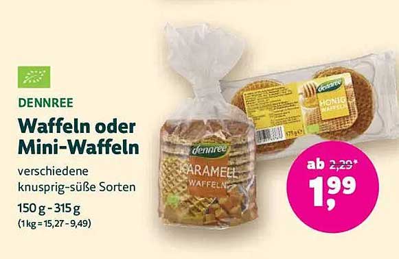 Waffeln oder Mini-Waffeln von Dennree - verschiedene knusprig-süße Sorten