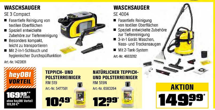 Waschsauger SE 4004 - Aktion mit großem Vorteil