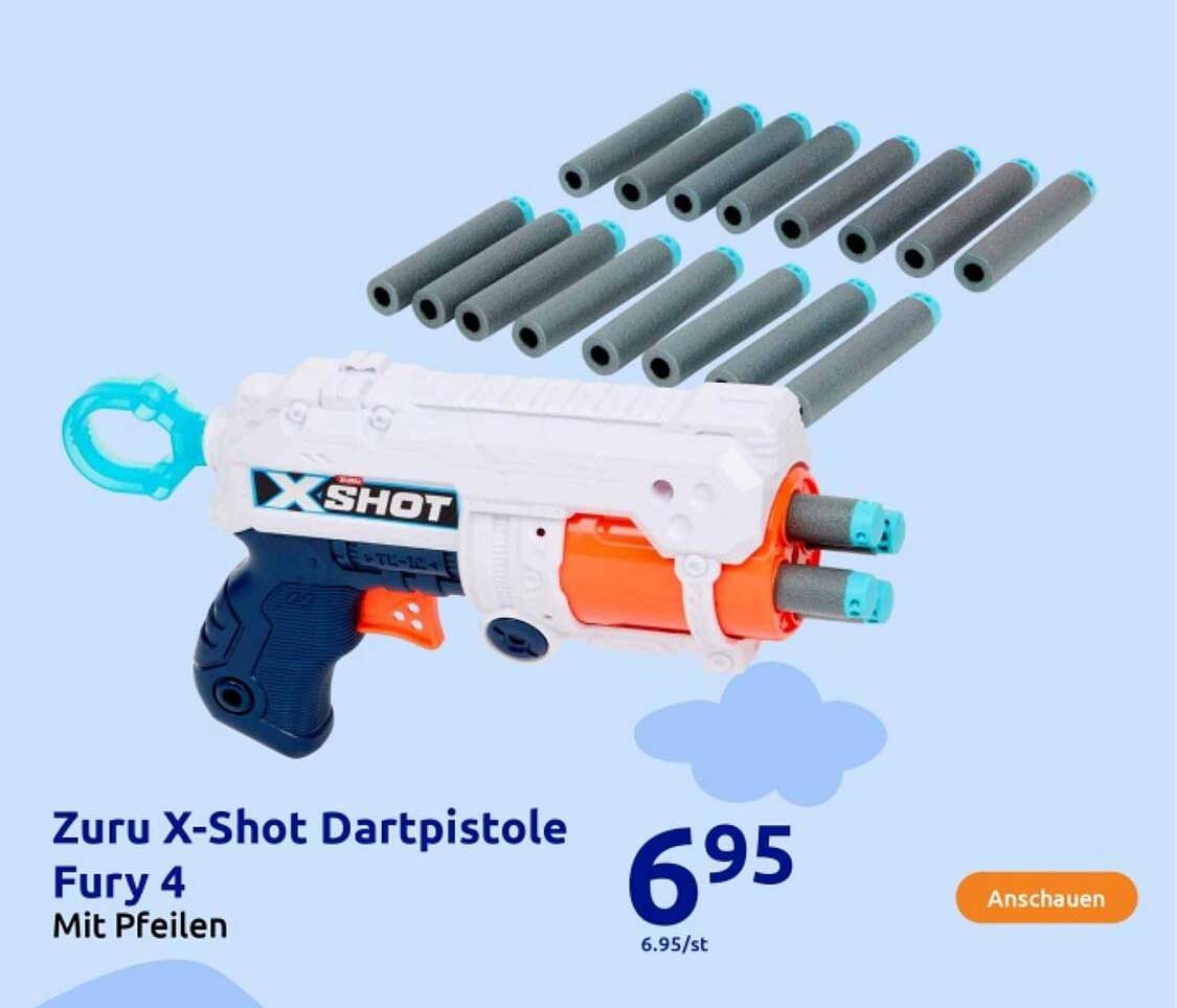 Zuru X-Shot Dartpistole Fury 4 mit Pfeilen