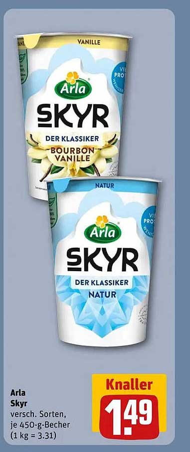 Arla Skyr DER KLASSIKER Bourbon Vanille  
Arla Skyr DER KLASSIKER Natur