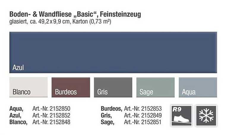 Boden- & Wandfliese „Basic“, Feinsteinzeug