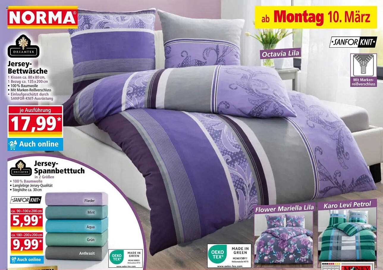 Jersey-Bettwäsche Octavia Lila