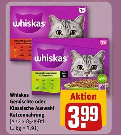 Whiskas Gemischte oder Klassische Auswahl Katzennahrung