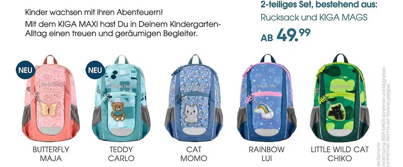 2-teiliges Set, bestehend aus: Rucksack und KIGA MAGS