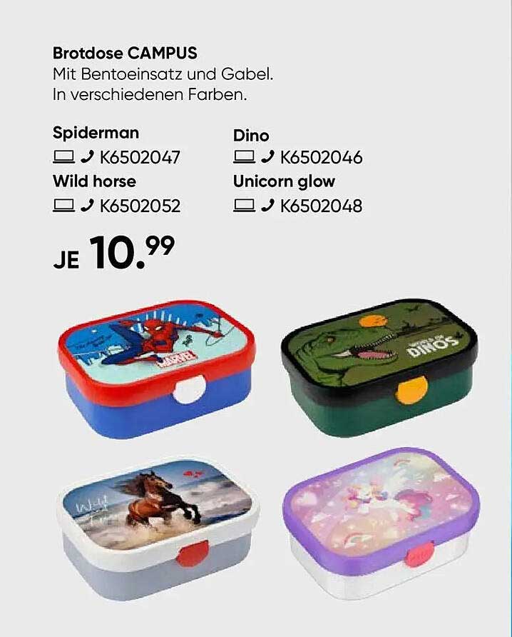 Brotdose CAMPUS
Mit Bentoeinsatz und Gabel. In verschiedenen Farben.