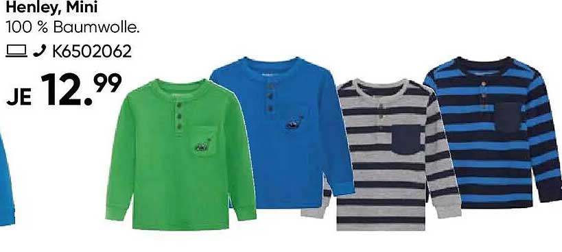Henley, Mini 100 % Baumwolle.