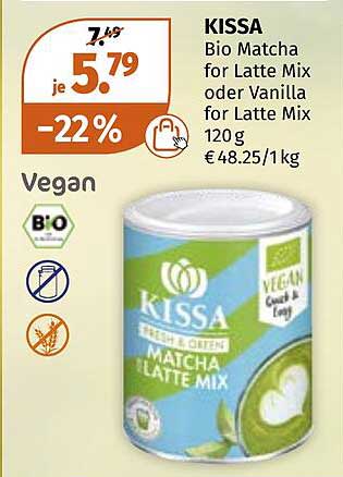 KISSA Bio Matcha for Latte Mix oder Vanilla for Latte Mix 120 g
