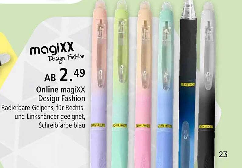 magiXX Design Fashion Radierbare Gelpens, für Rechts- und Linkshänder geeignet, Schreibfarbe blau