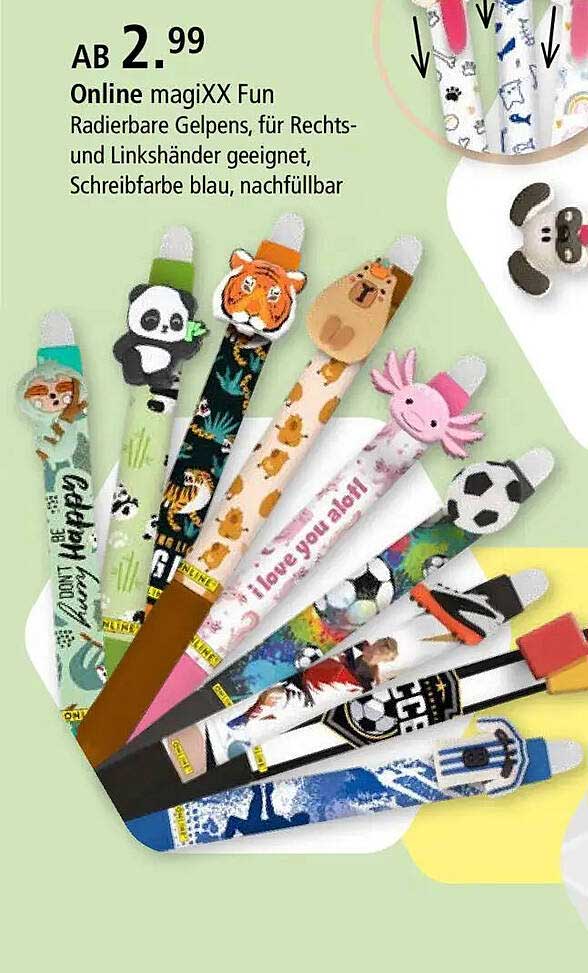 magiXX Fun Radierbare Gelpens, für Rechts- und Linkshänder geeignet, Schreibfarbe blau, nachfüllbar